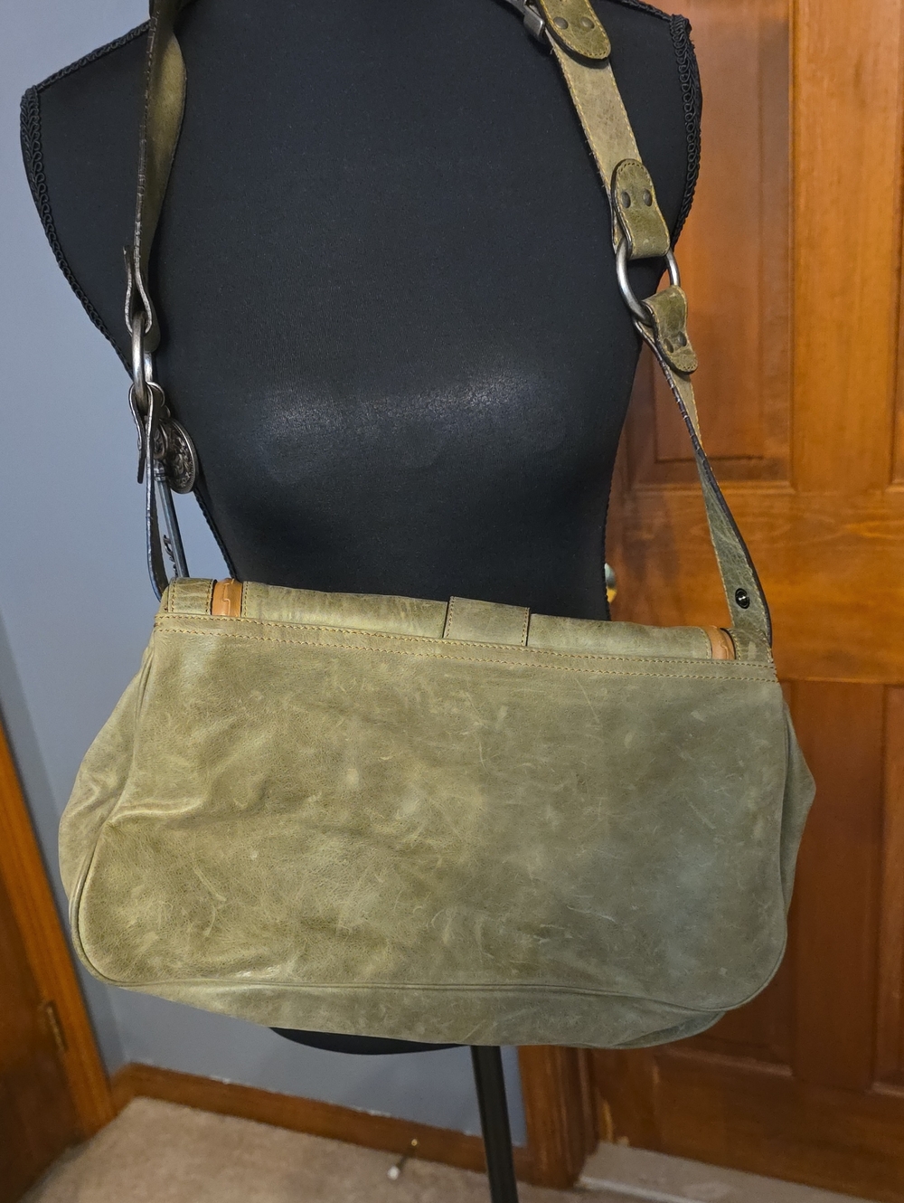 Christian Dior Gaucho Double Saddle Bag Green & Brown Leather - Picture 3 of 6